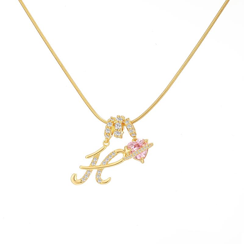 Heart Charm Letter Necklace