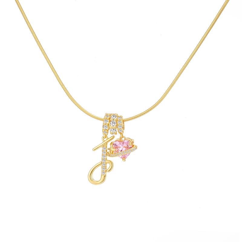 Heart Charm Letter Necklace