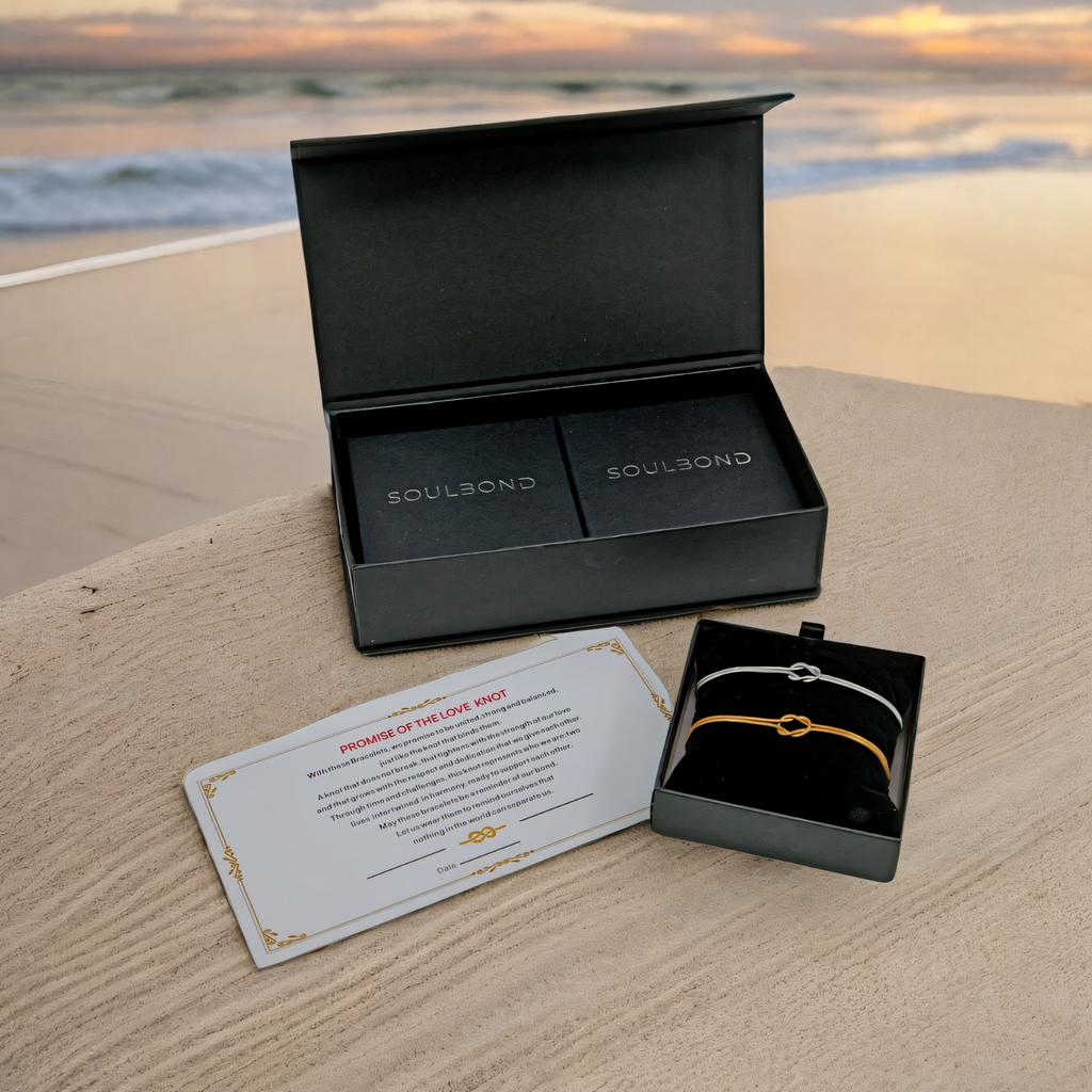 Pair of 2 Love Knot Bracelets - Gift Box with Promise of Love Certificate