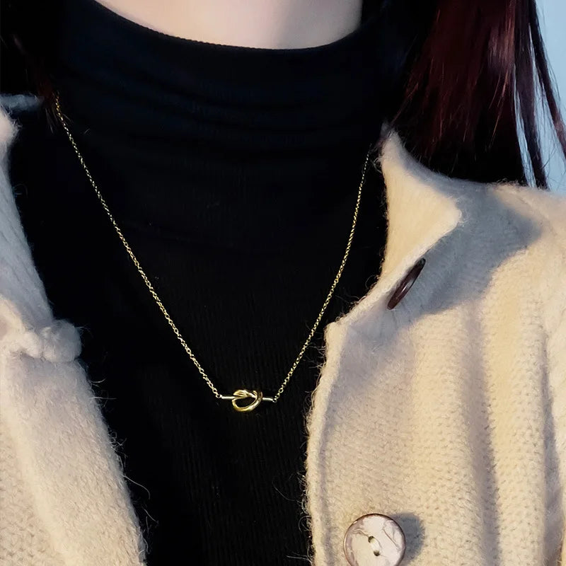 Minimal Heart Knot Necklace