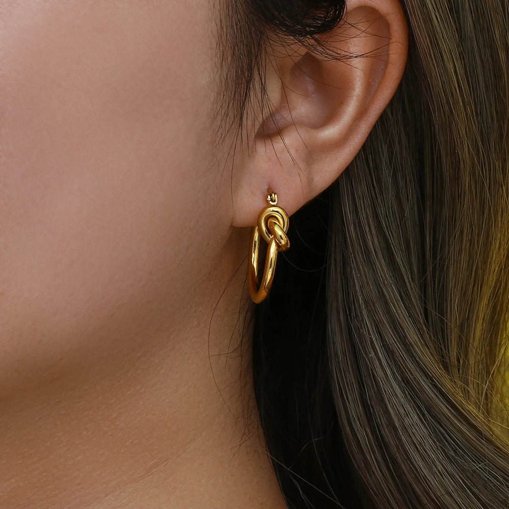 Minimal Knot Hoop Earrings