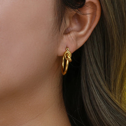 Minimal Knot Hoop Earrings