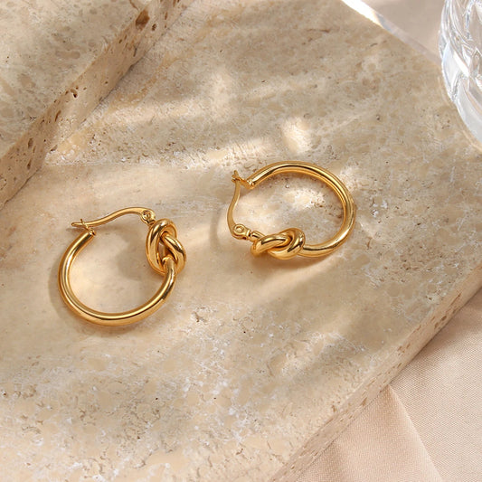 Minimal Knot Hoop Earrings