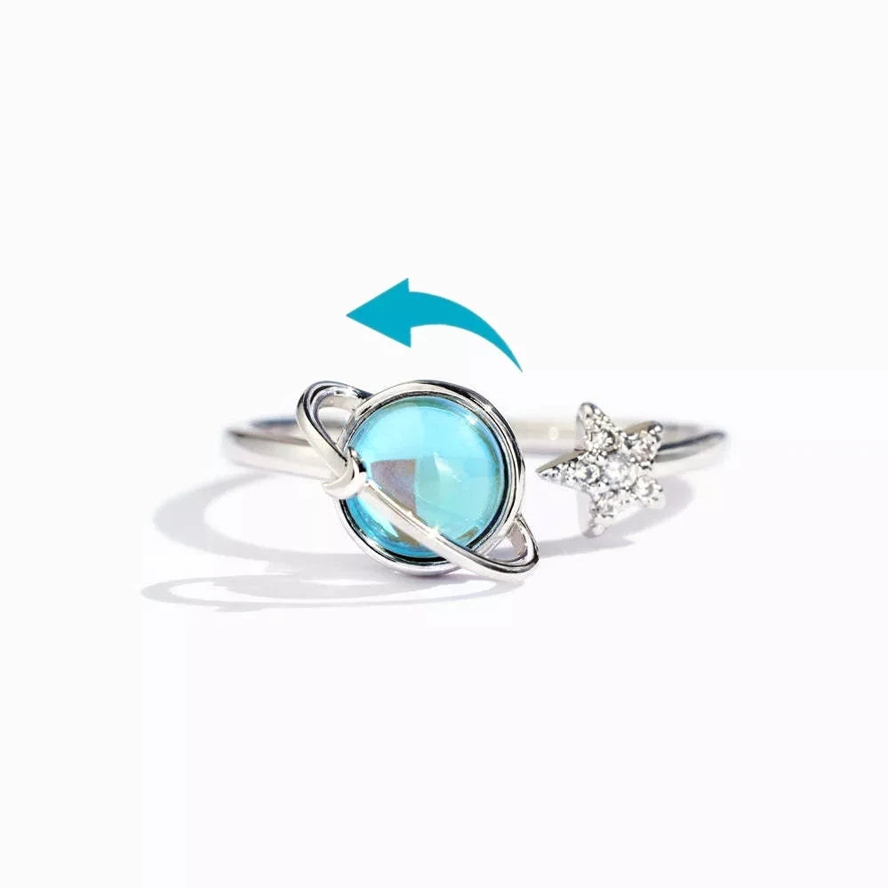 Rotatable Star Moon Ring