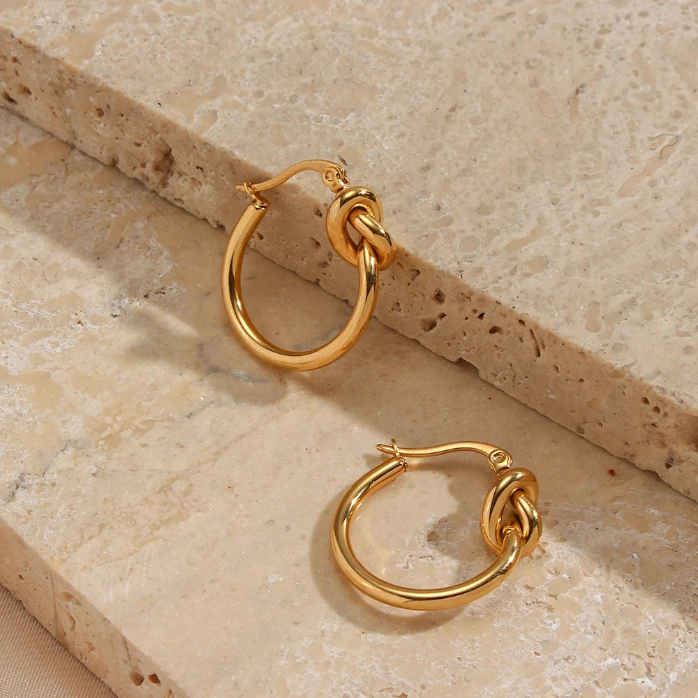 Minimal Knot Hoop Earrings