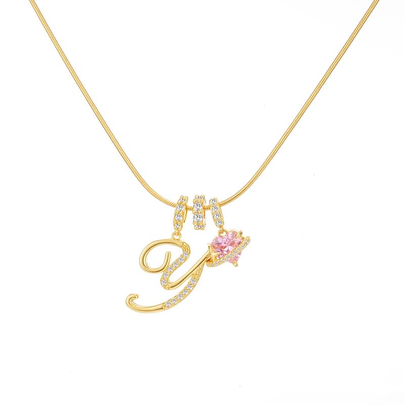 Heart Charm Letter Necklace