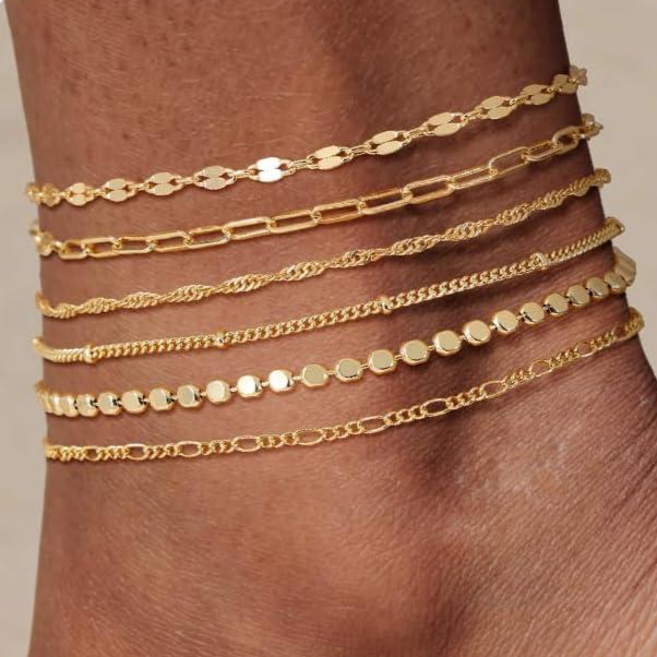 6pc Dainty Anklet Set