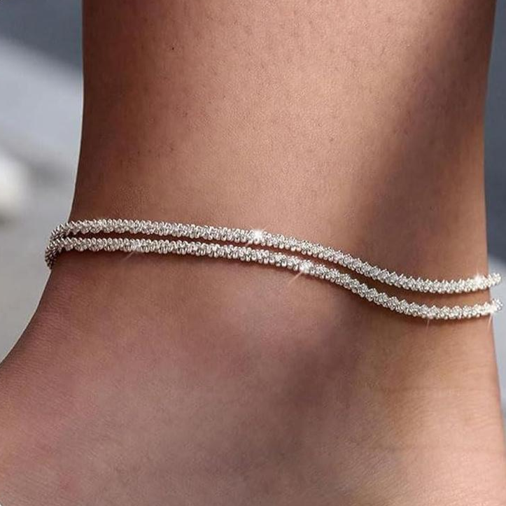 Dainty Layered Sparkling Anklet
