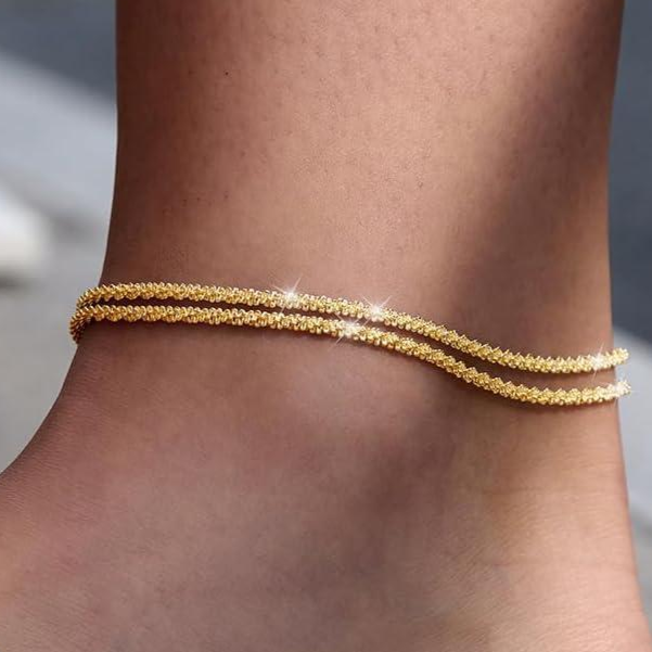 Dainty Layered Sparkling Anklet