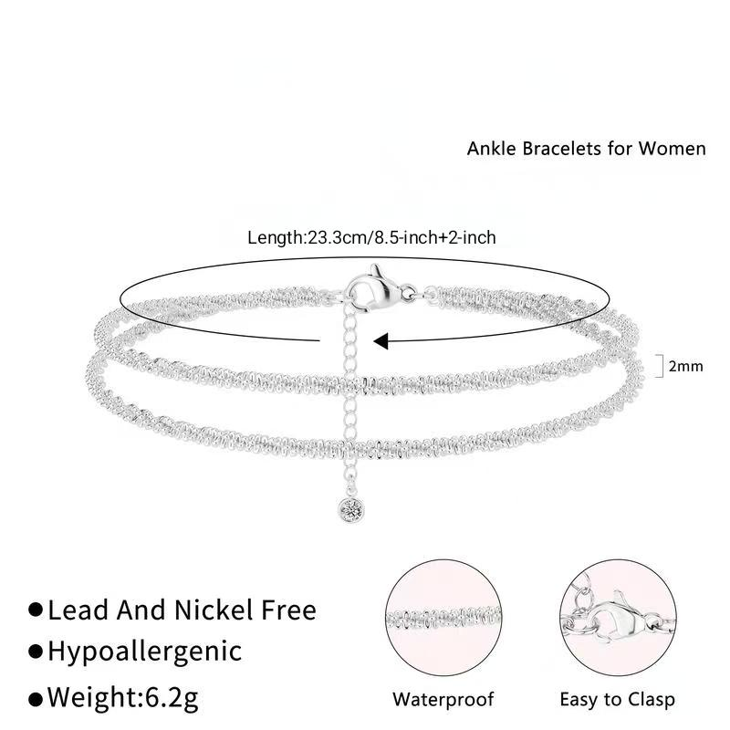 Dainty Layered Sparkling Anklet